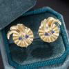 Vintage Exquisite Stylish Bright Zircon Gold Color Earrings for Women Simple Elegant Daily Wear Party Jewelry Gift Accessories
