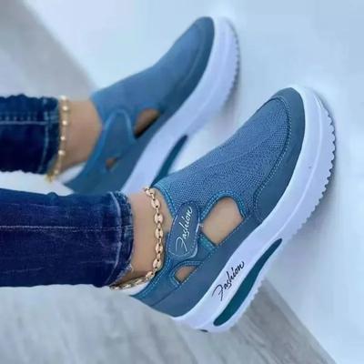 Fashion Women Fashion Vulcanized Sneakers Platform Solid Color Flats Ladies Shoes Casual Breathable Wedges Ladies Walking Sneakers