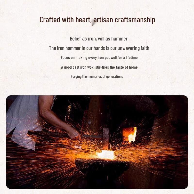 Wenlunshan 24cm Unbeschichteter Schmiedeeisen-Wok