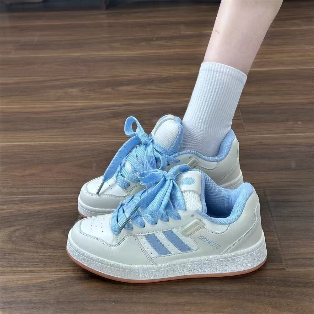 Hong Kong style white and blue niche bread shoes waterproof autumn new couple campus casual sports shoes