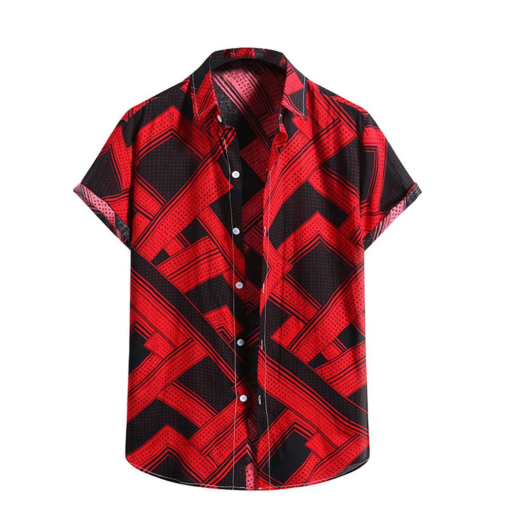 Sommer Herren Diamant Lässig Kurzarmhemd Hawaii Trend Gelbes Hemd