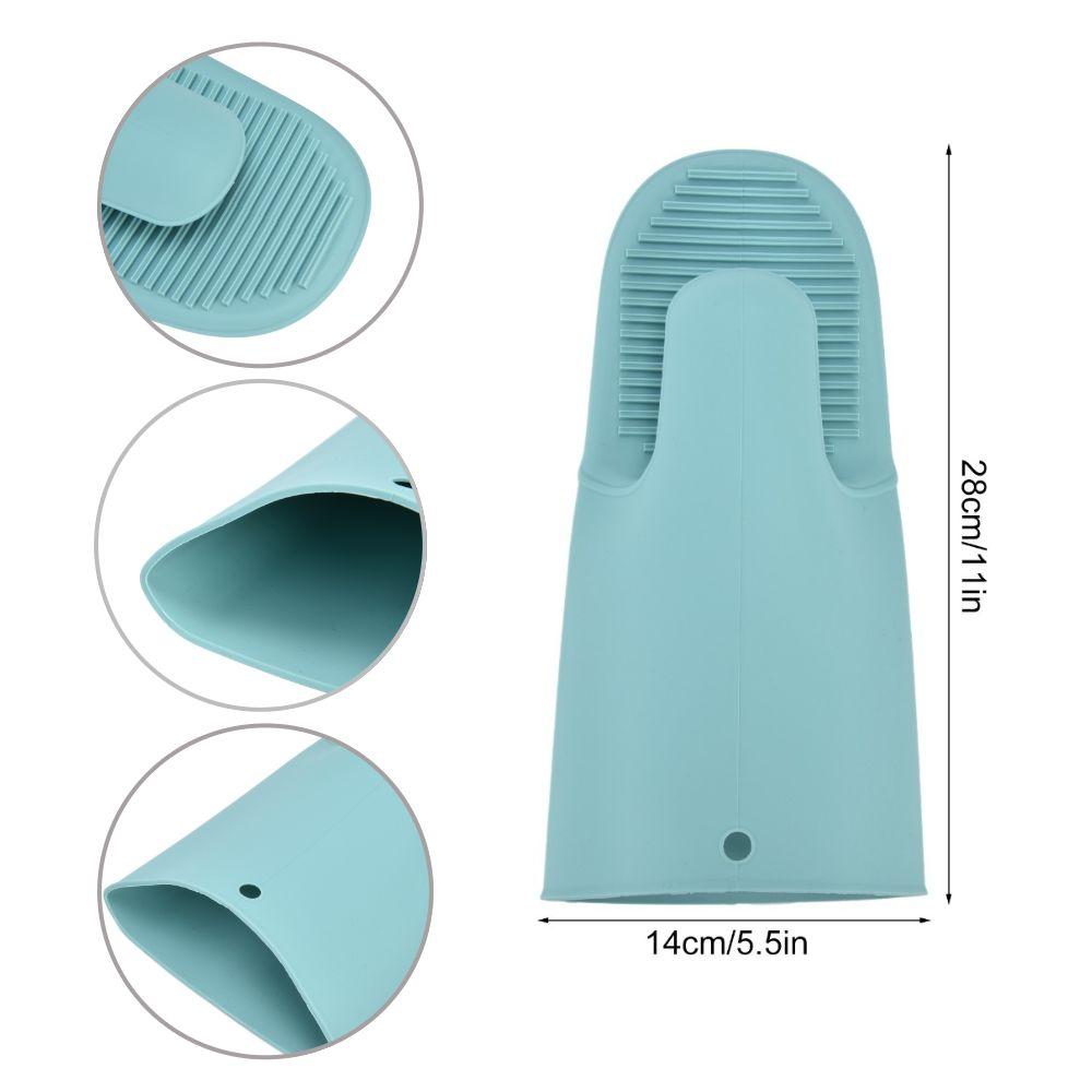 2pcs Extended Design Silicone Heat Gloves Quilted Liner Thickened Oven Gloves  Microwave
