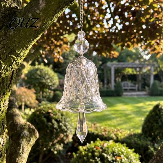 Holiday Window Hanging Bells Faux Crystal Bell Suncatcher, Glass Prism Wind Chime Ornament, Clear Rainbow Chimes Christmas Tree Maker for Indoor
