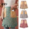 Kitchen Work Apron Breathable Half with Pockets Water-Resistant Waist for Utility Cooking Gardening Waitress Floral Print Adjustable Baking