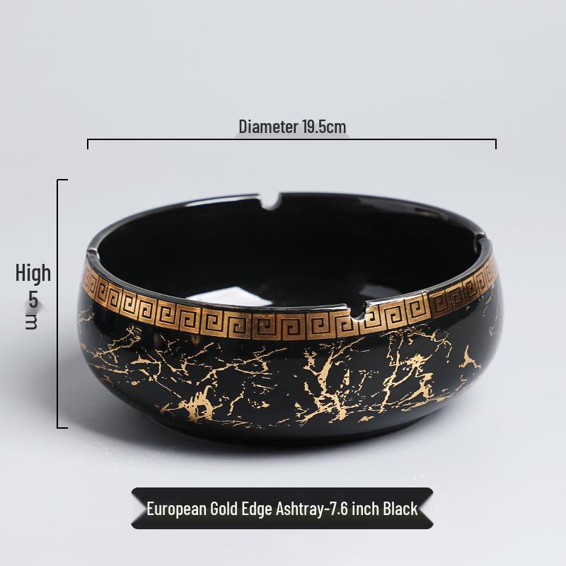 Luxury Gold-Plated Ceramic Ashtray for Home or Office