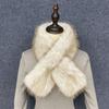 Soft Plush Cross Collar Scarf Pull Through Winter Fur Collar Plush Neck Scarf  Cold Weather Wear