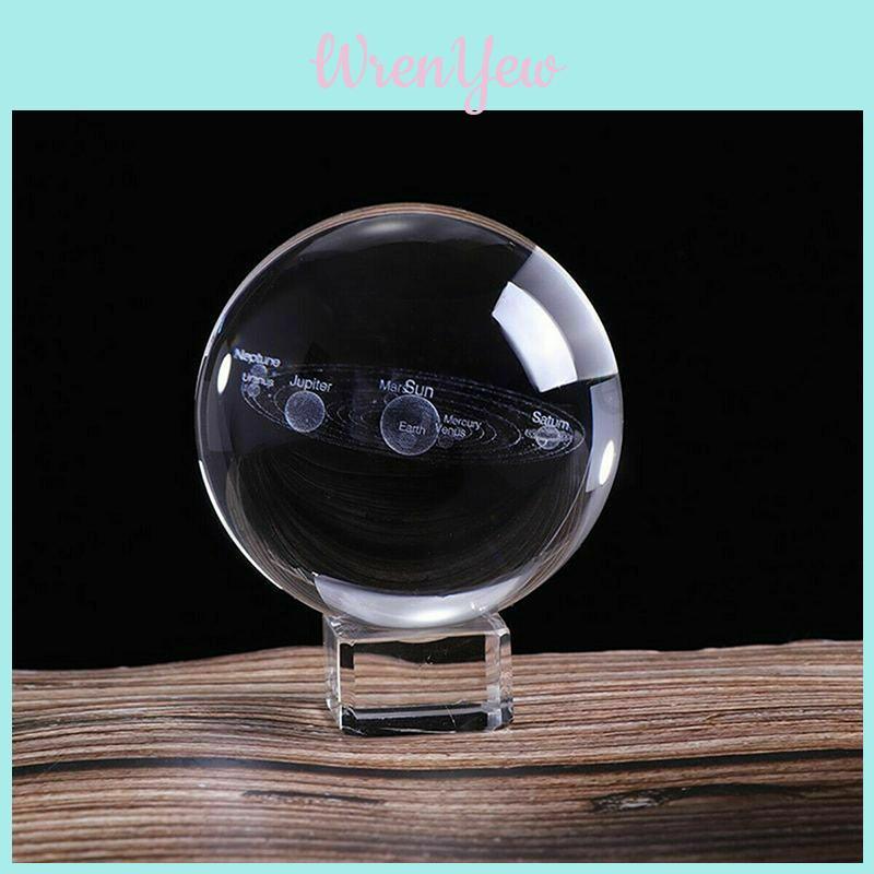 Elegant K9 Glass Laser Engraved Solar System Ball 3d Planets Sphere Home Decor Piece