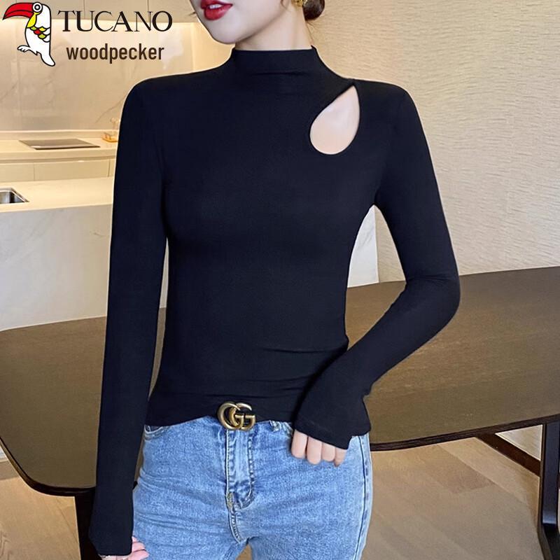 Woodpecker Women s Semi-High Neck Cutout Long-Sleeve Base Layer Top S