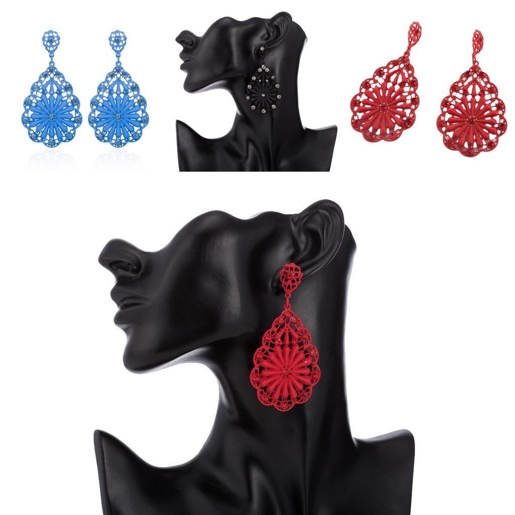 Alloy Elegant Plated Earrings For Women With Geometric Pattern And Rhinestones