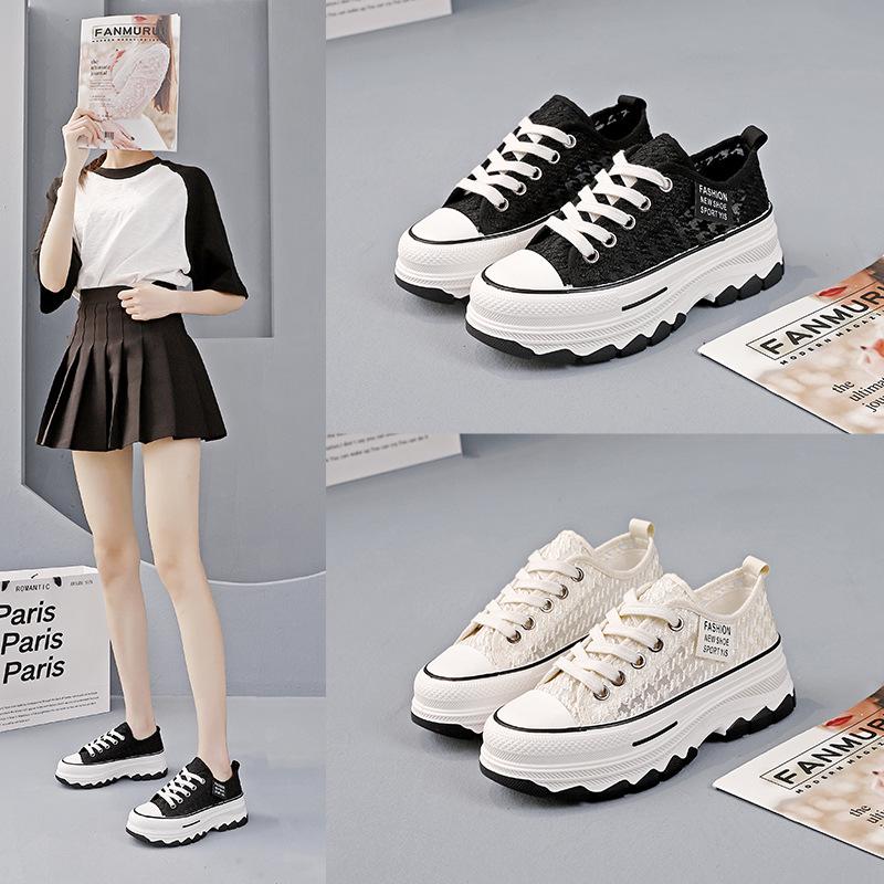 Thick-soled Platform Canvas Shoes for Women Summer Breathable All-match Casual Sneakers