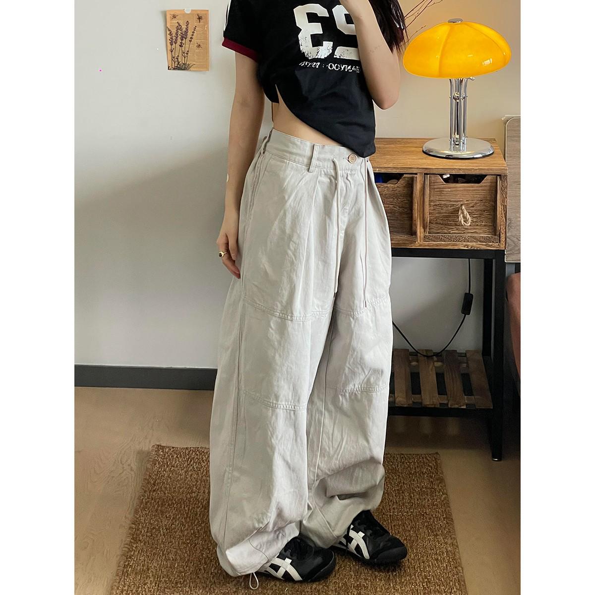 

2025 Spring & Autumn Unisex Wide-Leg Drawstring Pants: Trendy & Casual Sportswear L