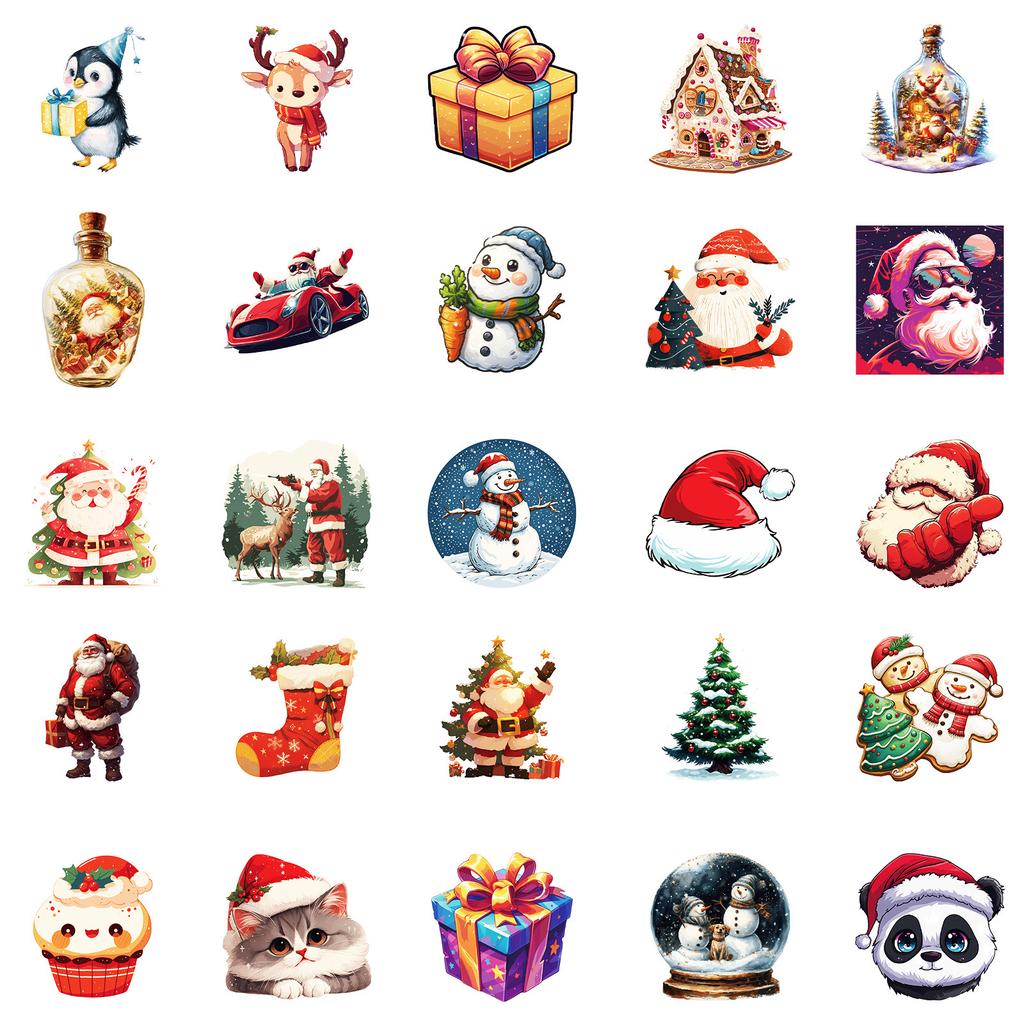 50 PCS Christmas Cartoon Stickers - Fairytale Holiday Decals for Tablets, Mugs, Gifts