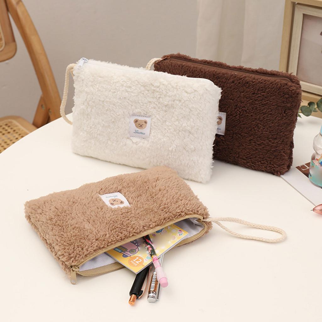 Compact Cosmetic Case Versatile Organizer Portable Makeup Bag Large Capacity Cute Plush Travel Lipstick Organizer Pouch