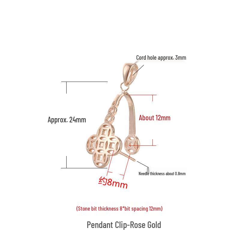 

Клипса-пряжка из стерлингового серебра 925 пробы и 18-каратного золота с подвеской в виде китайского узла из нефрита розового золота