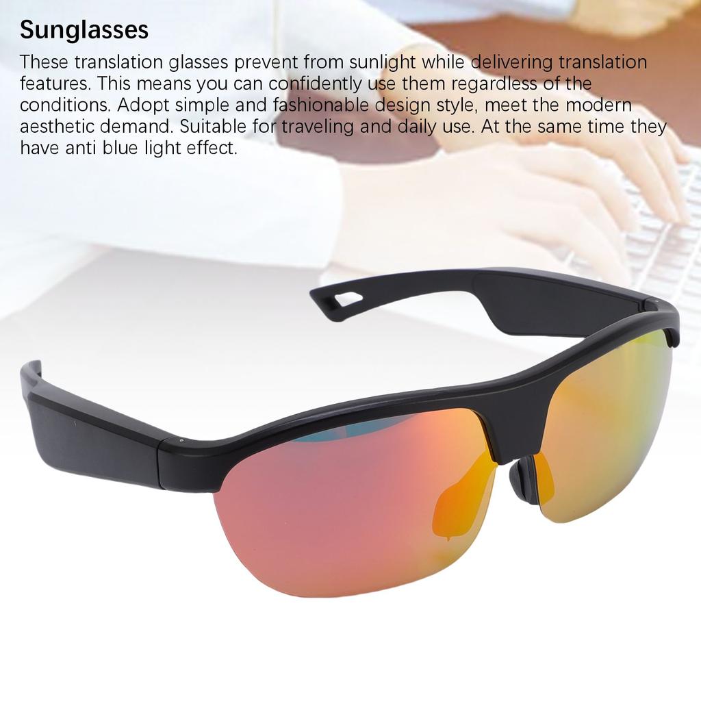 AI Smart Glasses with Speaker Mic Bluetooth Sunglasses Supports 100 Languages Translation for Music