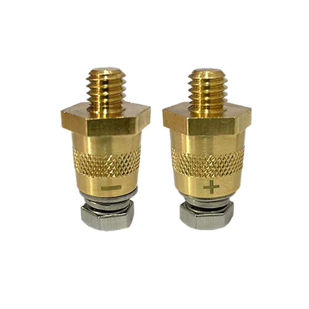2PCS Battery Pole Adapter Brass Battery Terminal Connector M6 Thread Positive Negative Battery Post Connector Terminal Adapter
