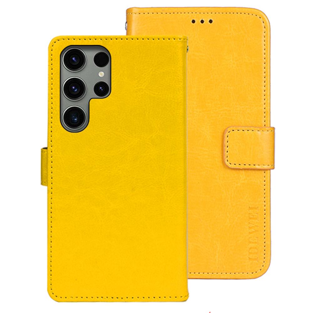 For Samsung Galaxy S24 Ultra Leather Case Crazy Horse Leather Folio Flip Phone Wallet