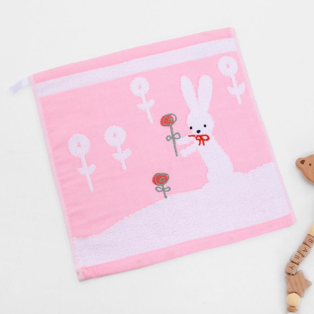 Cartoon Puppy Bear Quick-Drying Jacquard Hand Towel, 100% Cotton, 25x25 cm.
