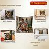 2D Cute Squirrels Holding Nuts Pillow Covers Pattern Cushion Cover Suitable For Sofa Bedroom Car Pillow Cover