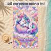Unicorn Theme Soft Beach Towel Personalized Custom Name Text Towel Portable for Beach Pool Travel