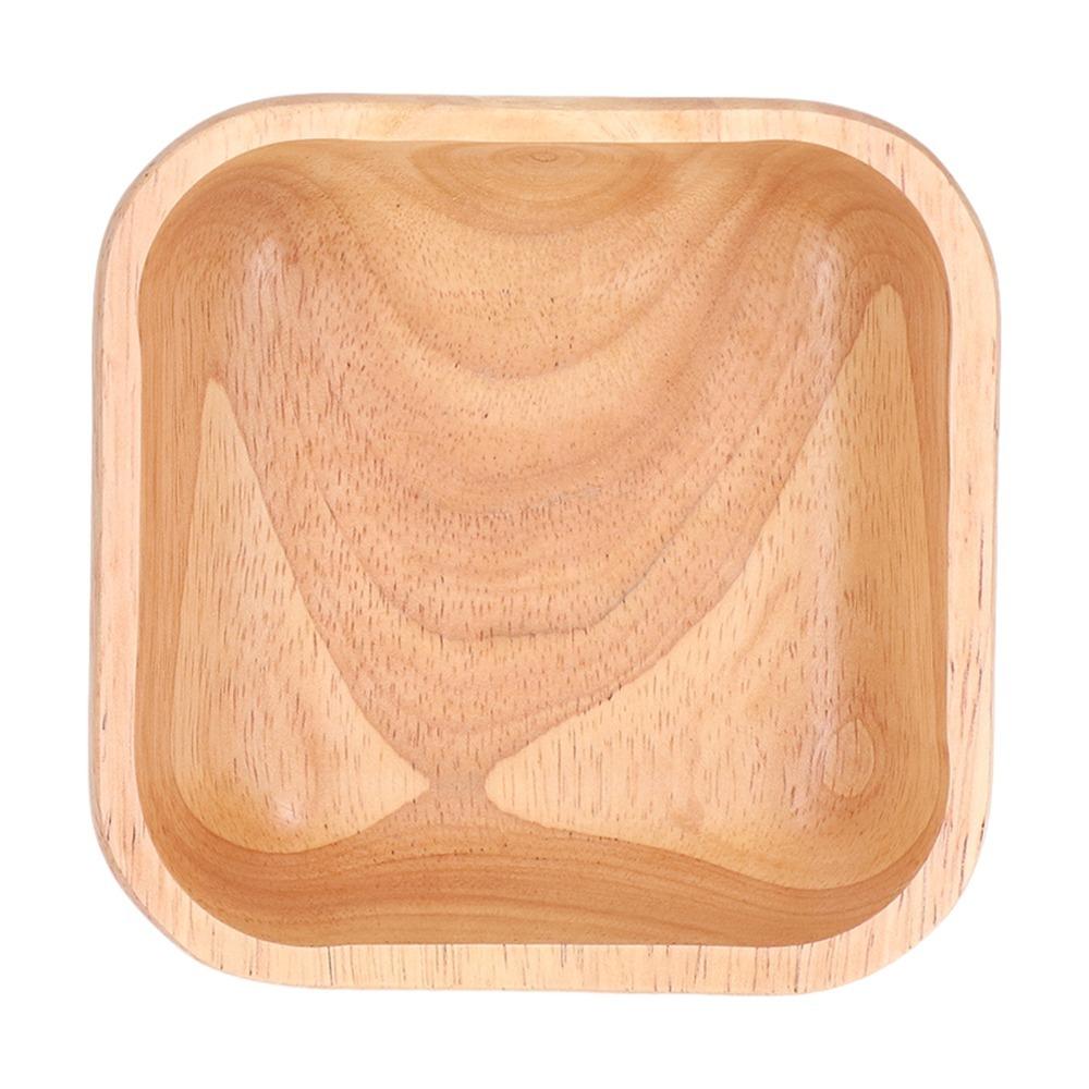 Square Wood Plate Original Wood Color Pastry Serving Dish Fruit Tray Hotel Catering 12.5cm
