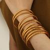 French retro niche new Chinese hollow striped bracelet titanium steel fashion exquisite polished open stacked bracelet