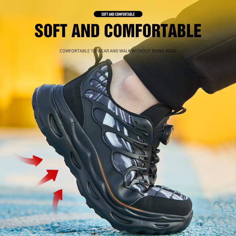 Rotating button Safety Shoes Men Anti smashing Anti piercing Work Shoes Men Steel Toe shoes Non-slip Indestructible shoes