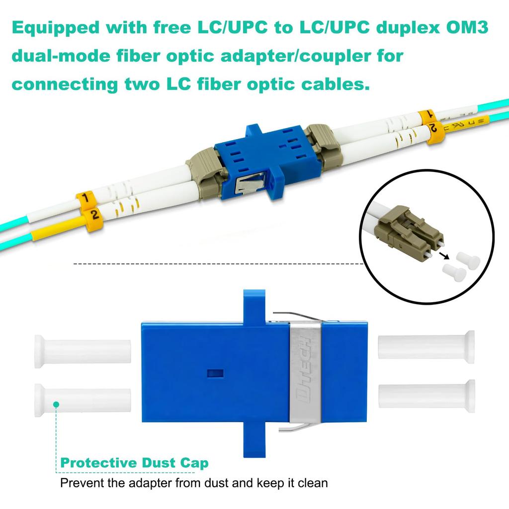 DTECH 5 Pack 1m LC-LC Fiber Patch Cable, OM3 LC/UPC-LC/UPC Multimode Fiber Optic Cable Cord, 50/125um, LSZH