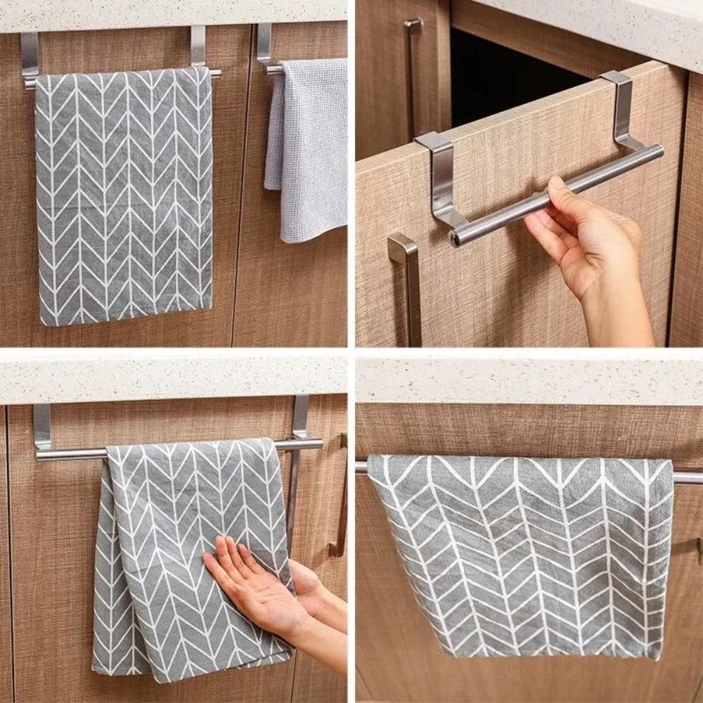 1 PC Stainless Steel Towel Bar Cabinet Door Towel Hanging Bar Stainless Steel Bathroom Kitchen Cabinet Door Towel Wipe Rack