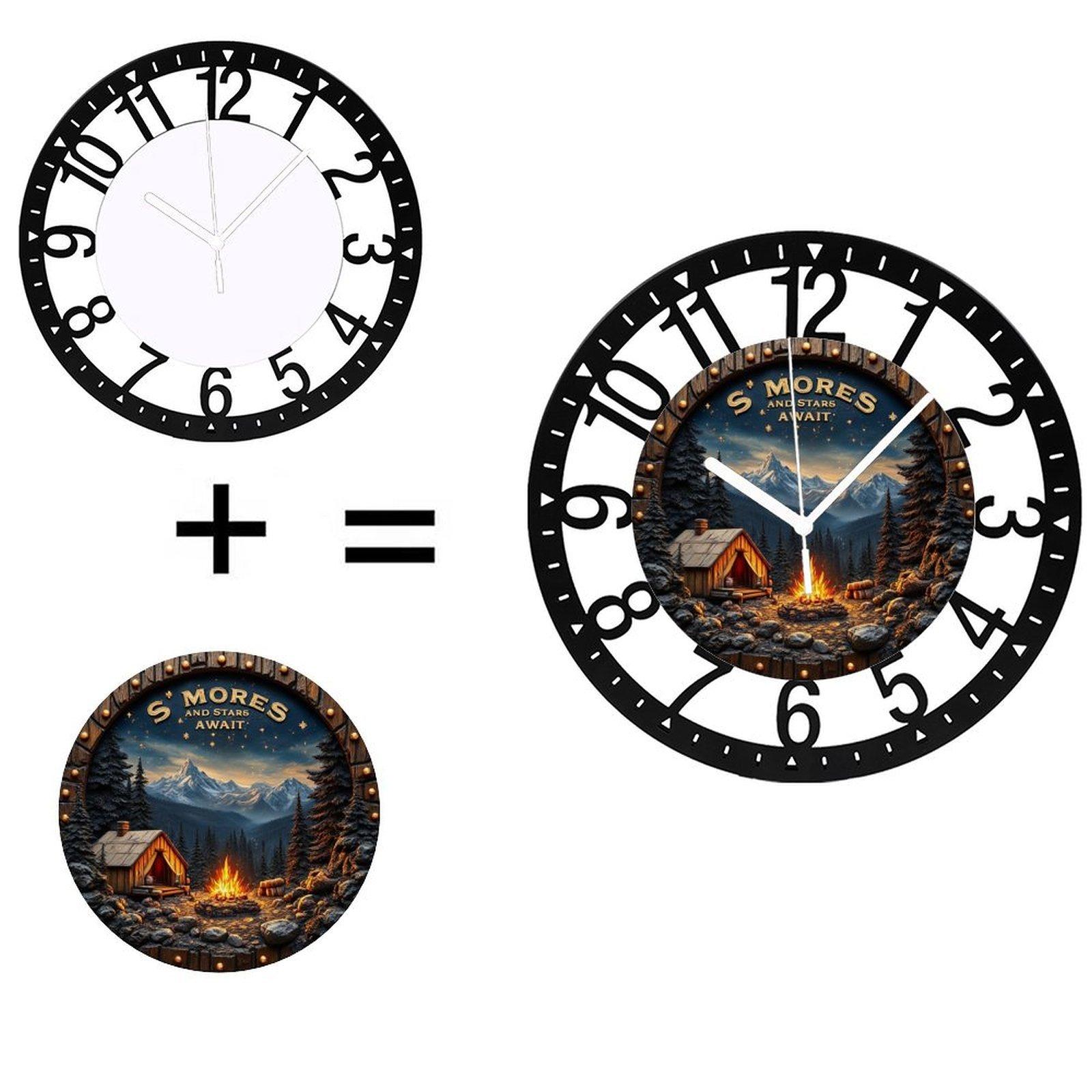 Premium Quality 25cm Iron Circular Wall Clock Luxury Home Decor (Black,10 inch(25.40cm))