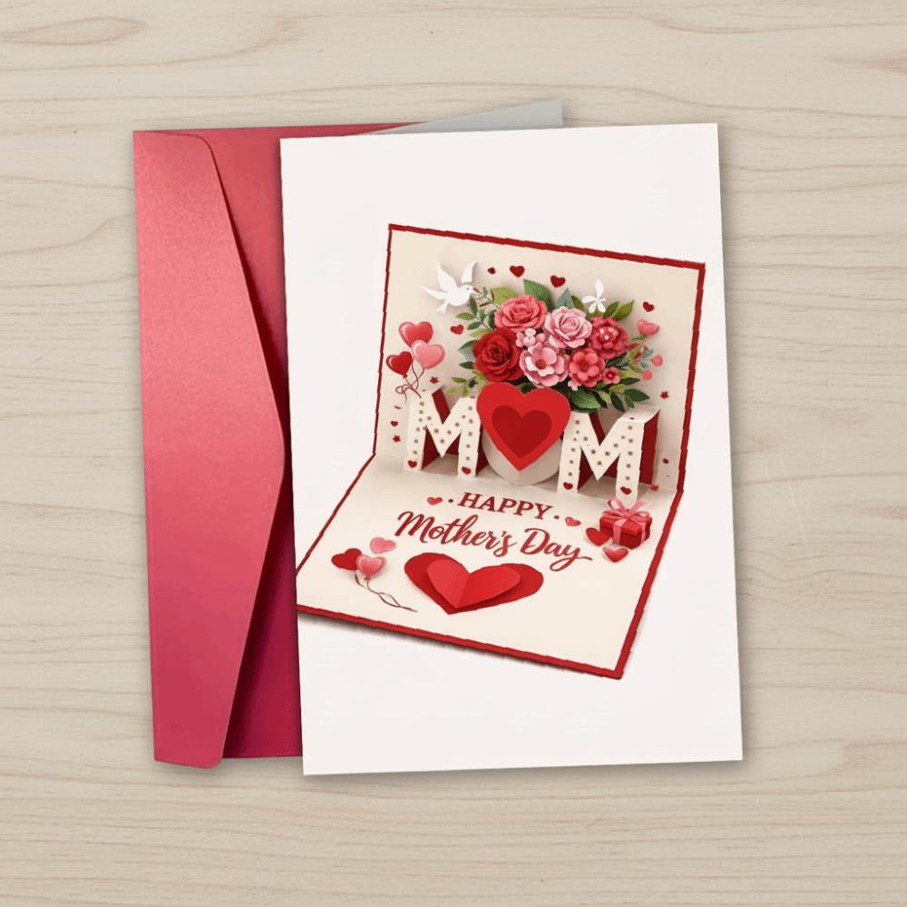 Gift Box Printed Mother's Day Greeting Card Imitation 3D Whimsical Card  Happy Mother's Day