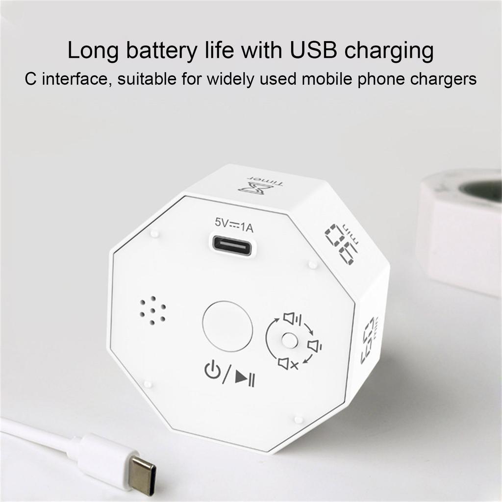 Automatischer rotierender leiser Timer Wiederaufladbares visuelles Countdown-Gerät ABS-Textur Geeignet für Küchenarbeit Fokussierung