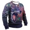 Men's Spring And Autumn Personality Retro Animal Wolf 3d Printed Round Neck Long Sleeve T-Shirt Casual Loose Breathable Jumper
