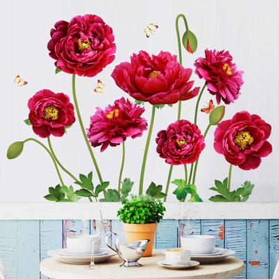 Romantic Rose Flower Wall Sticker Self Adhesive Creative Wallpaper Bedroom Decoration Entrance Sofa Art Peel and Stick