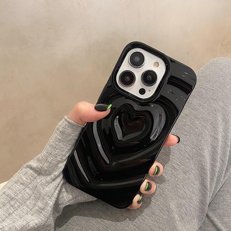 Etui na telefon 3D plisowane z uroczym sercem miłości Dla iPhone 15 14 13 11 12 Pro Max Metaliczna farba Składane Miękkie silikonowe Etui na telefon Nakładka Capa