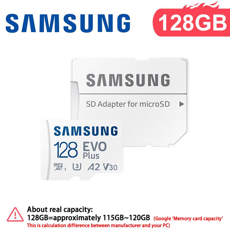 

Samsung 128GB micro sd EVO Plus tf card Memory Card+Adapter 64G 256G 512G microSDXC,Speeds Up to 160 MB/s,UHS-I,C10,U3,V10,A3,for Phones,DJI,Cameras 128GB