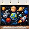 1 piece of 2D flat background fabric astronaut exploring space and planet background fabric wooden board wall.PMJ