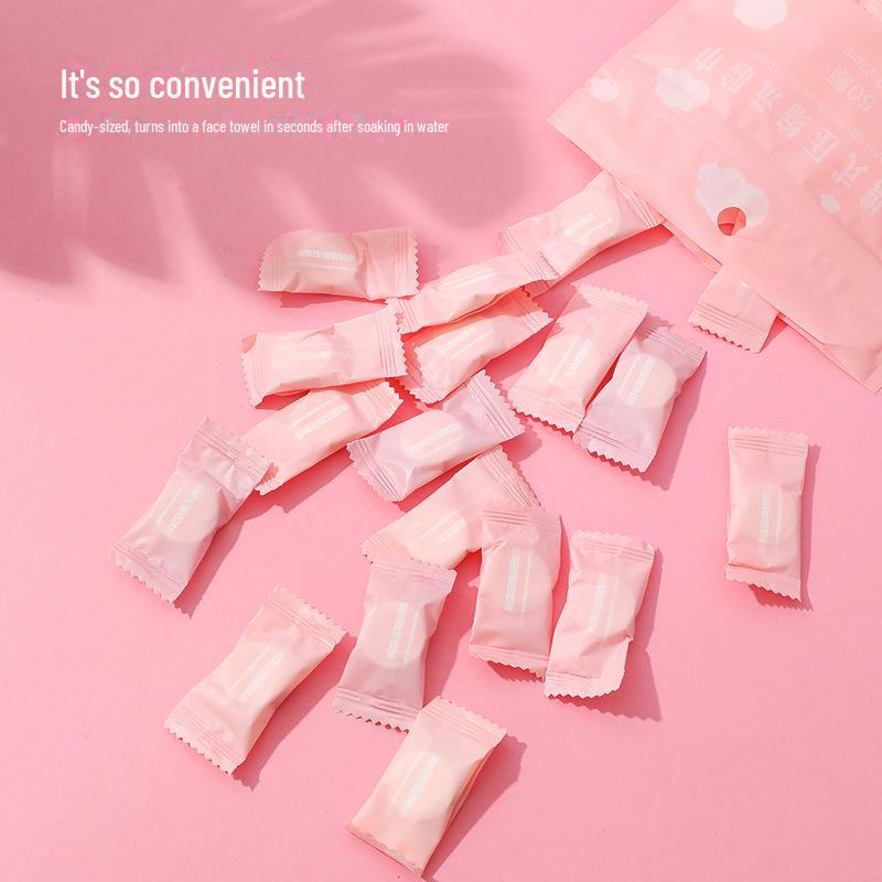 Compressed Pure Cotton Facial Towels: Disposable, Travel-Ready, Thick, Granular, Small Square Bath Towels for Women.