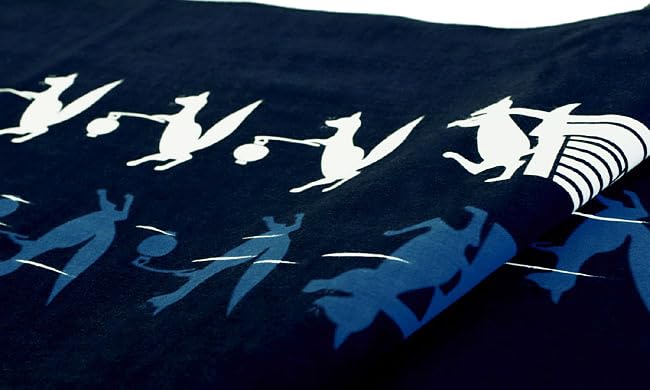 Dyeing Anbo Tenugui Authentic Dyed Cotton Tokuoka Made In Japan 35cm X 100cm "Fox Wedding" 100%