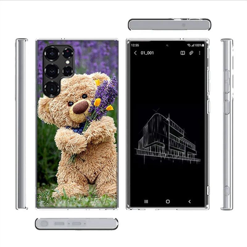 Funny And Cute Bear Capa Phone Case For Samsung S26 Ultra S25 Edge Galaxy S23 S21 S20 S24 FE S22 S10 Plus Cover Clear TPU Shell