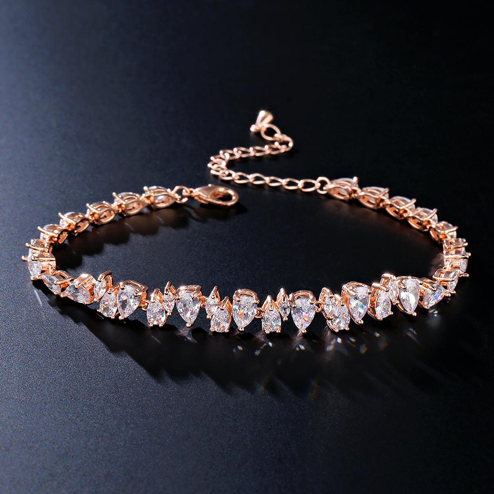 Uilz Fashion Luxury Full Zircon Bracelets for Women Charm Silver Color Crystals Bracelets Women's Wedding Party Jewelry
