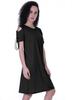 Moomaya Cold Shoulder T-shirt Dress Round Neck Casual Knee Length Summer Dresses For