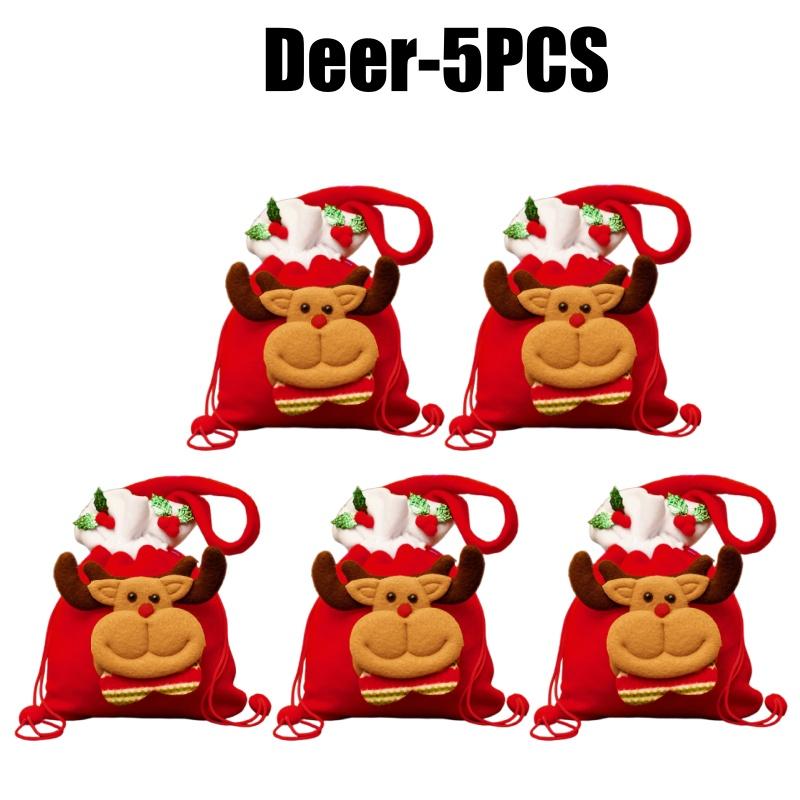 Christmas Apple Bag Reusable Gift Bag Drawstring Handbag for Christmas Eve Candy Favors Treat Pouch Holiday Present Sack