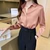 Silke Dame Skjorte Langermet Mote Dame Bluser Sateng Topp Dame Skjorter og Bluse Basic Dame Topper Dameklær