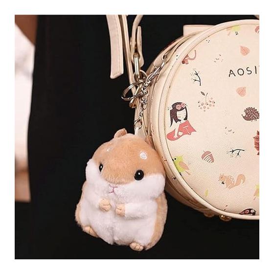 [Lukeyarm] Pairing Keychain | Cute Couple Hamster Keychain Handbag Plush Mobile Phone Pendant New Year Valentine's Day Gift Gift Light (Yellow +