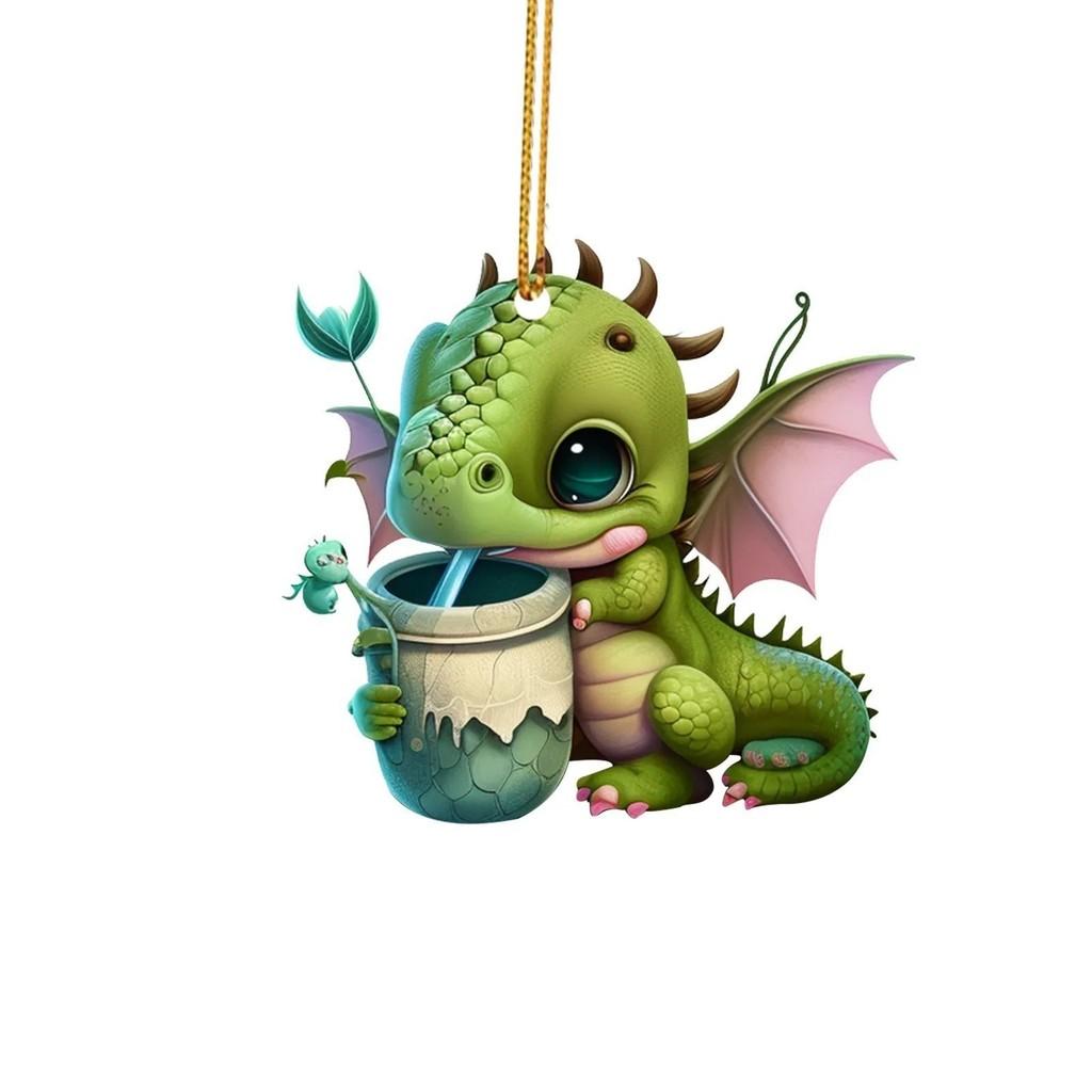 Adorable Cartoon Dragon Acrylic Car Ornament For Festive Holiday Decor And Gifts