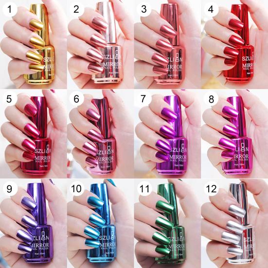 18ml Lasting Solid Color Metallic Mirror Effect Nail Art Polish Varnish Decor