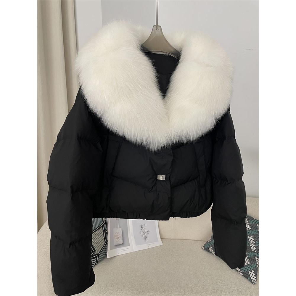 Cappotto di pelliccia da donna autunno inverno bianco piumino d'anatra giacca corta cappotto caldo
