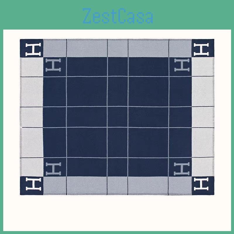 Minimally Shawl Plaid Plush Striped Blanket With Letter Print Women Gifts