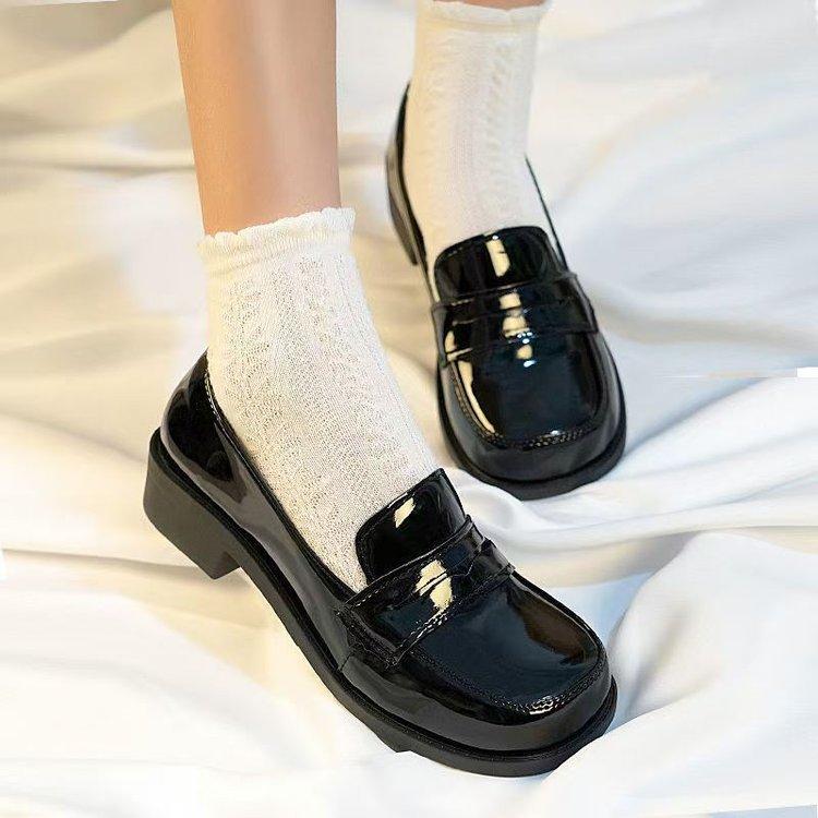 Spring Japanese basic jk small leather shoes women's patent leather square head school uniform shoes bright leather lo shoes Lolita single shoes